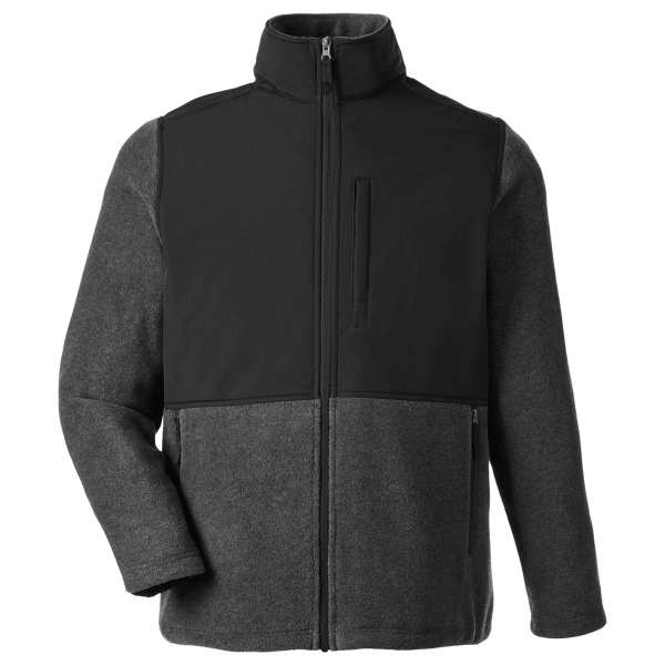 Core 365 Men's Journey Summit Hybrid Full-Zip, Heather Charcoal / Black, Front view