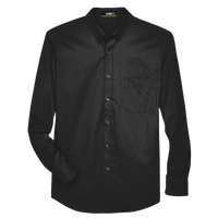 Core 365 Men's Operate Twill Dress Shirt, Black, Front view