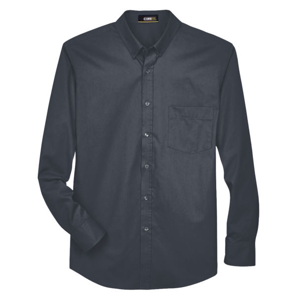 Core 365 Men's Operate Twill Dress Shirt, Carbon, Front view