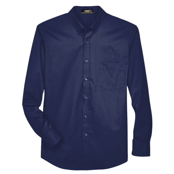 Core 365 Men's Operate Twill Dress Shirt, Classic Navy, Front view