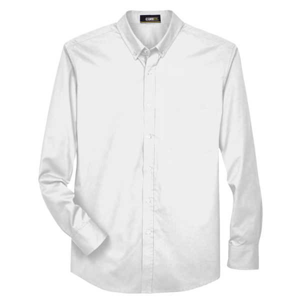 Core 365 Men's Operate Twill Dress Shirt, White, Front view
