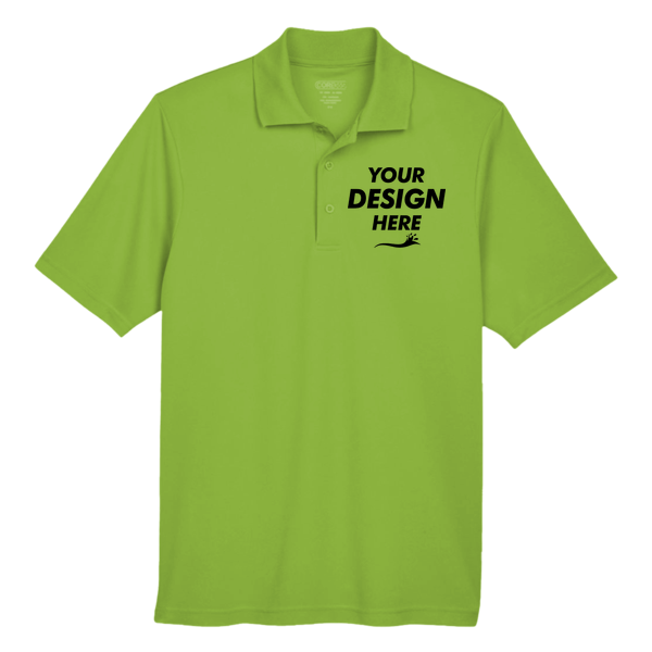 Core 365 Men's Origin Performance Piqué Polo, Acid Green, Front view, Mockup