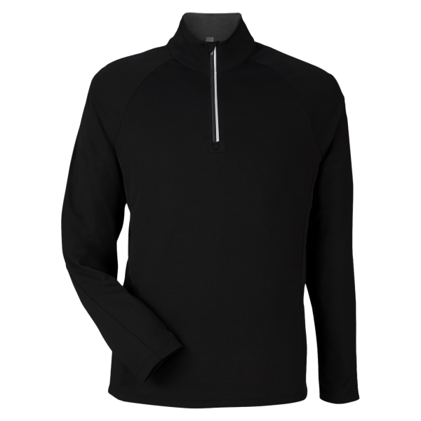 Core 365 Men's Origin Performance Pique Quarter-Zip Pullover, Black / Carbon, Front view