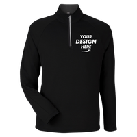 Core 365 Men's Origin Performance Pique Quarter-Zip Pullover, Black / Carbon, Front view, Mockup