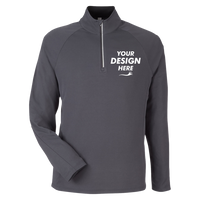 Core 365 Men's Origin Performance Pique Quarter-Zip Pullover, Carbon / Black, Front view, Mockup