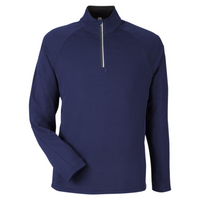 Core 365 Men's Origin Performance Pique Quarter-Zip Pullover, Classic Navy Heather / Carbon, Front view