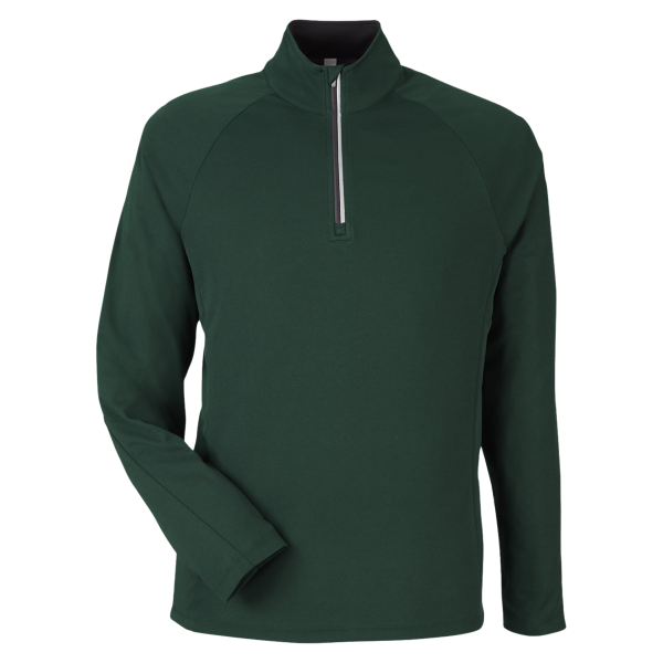 Core 365 Men's Origin Performance Pique Quarter-Zip Pullover, Forest / Carbon, Front view