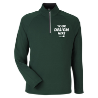 Core 365 Men's Origin Performance Pique Quarter-Zip Pullover, Forest / Carbon, Front view, Mockup