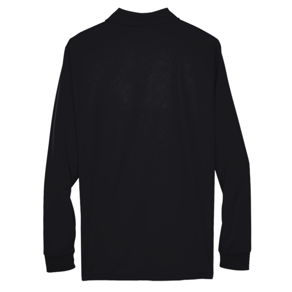 Core 365 Men's Pinnacle Performance Long Sleeve Piqué Polo, Black, Back view