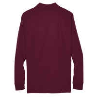 Core 365 Men's Pinnacle Performance Long Sleeve Piqué Polo, Burgundy, Back view