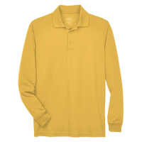 Core 365 Men's Pinnacle Performance Long Sleeve Piqué Polo, Campus Gold, Front view