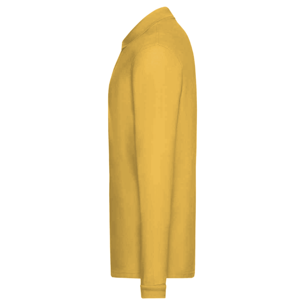 Core 365 Men's Pinnacle Performance Long Sleeve Piqué Polo, Campus Gold, Left Sleeve view