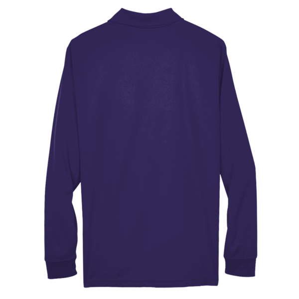 Core 365 Men's Pinnacle Performance Long Sleeve Piqué Polo, Campus Purple, Back view