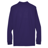 Core 365 Men's Pinnacle Performance Long Sleeve Piqué Polo, Campus Purple, Back view