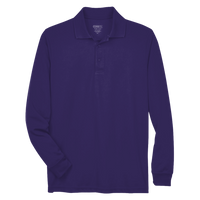 Core 365 Men's Pinnacle Performance Long Sleeve Piqué Polo, Campus Purple, Front view