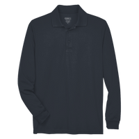 Core 365 Men's Pinnacle Performance Long Sleeve Piqué Polo, Carbon, Front view