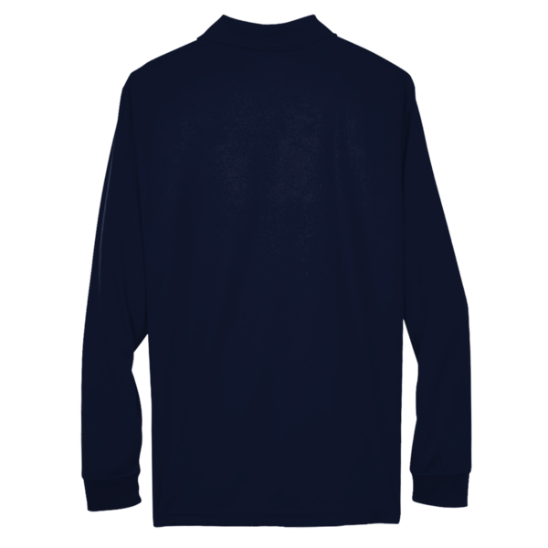 Core 365 Men's Pinnacle Performance Long Sleeve Piqué Polo, Classic Navy, Back view