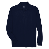 Core 365 Men's Pinnacle Performance Long Sleeve Piqué Polo, Classic Navy, Front view