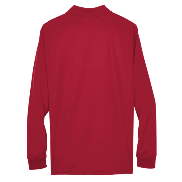 Core 365 Men's Pinnacle Performance Long Sleeve Piqué Polo, Classic Red, Back view