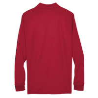 Core 365 Men's Pinnacle Performance Long Sleeve Piqué Polo, Classic Red, Back view