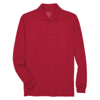 Core 365 Men's Pinnacle Performance Long Sleeve Piqué Polo, Classic Red, Front view