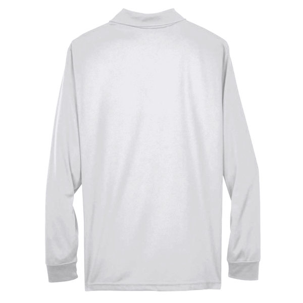 Core 365 Men's Pinnacle Performance Long Sleeve Piqué Polo, White, Back view