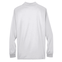 Core 365 Men's Pinnacle Performance Long Sleeve Piqué Polo, White, Back view