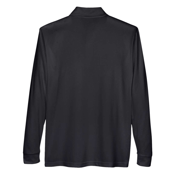 Core 365 Men's Pinnacle Performance Long Sleeve Piqué Polo with Pocket, Black, Back view