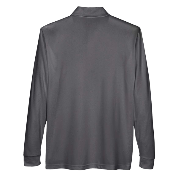 Core 365 Men's Pinnacle Performance Long Sleeve Piqué Polo with Pocket, Carbon, Back view