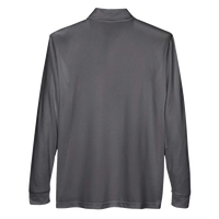 Core 365 Men's Pinnacle Performance Long Sleeve Piqué Polo with Pocket, Carbon, Back view