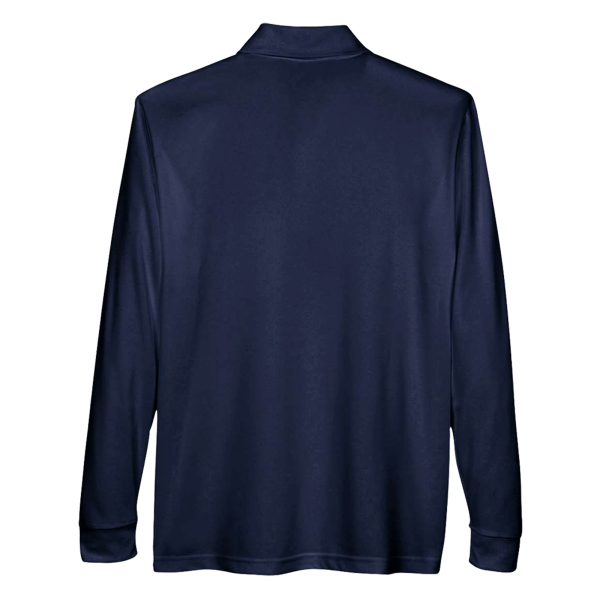 Core 365 Men's Pinnacle Performance Long Sleeve Piqué Polo with Pocket, Classic Navy, Back view