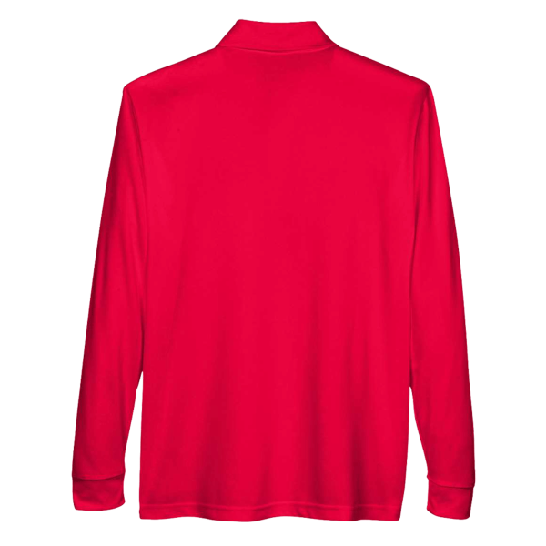 Core 365 Men's Pinnacle Performance Long Sleeve Piqué Polo with Pocket, Classic Red, Back view