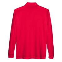 Core 365 Men's Pinnacle Performance Long Sleeve Piqué Polo with Pocket, Classic Red, Back view