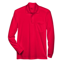 Core 365 Men's Pinnacle Performance Long Sleeve Piqué Polo with Pocket, Classic Red, Front view