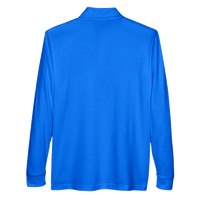 Core 365 Men's Pinnacle Performance Long Sleeve Piqué Polo with Pocket, True Royal, Back view
