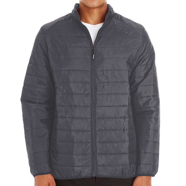 Core 365 Men's Prevail Packable Puffer Jacket, Carbon, Front view