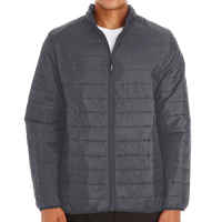 Core 365 Men's Prevail Packable Puffer Jacket, Carbon, Front view