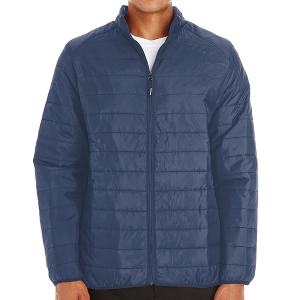 Core 365 Men's Prevail Packable Puffer Jacket, Classic Navy, Front view