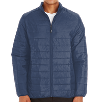 Core 365 Men's Prevail Packable Puffer Jacket, Classic Navy, Front view