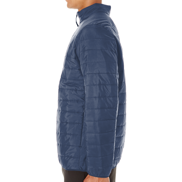 Core 365 Men's Prevail Packable Puffer Jacket, Classic Navy, Left Sleeve view
