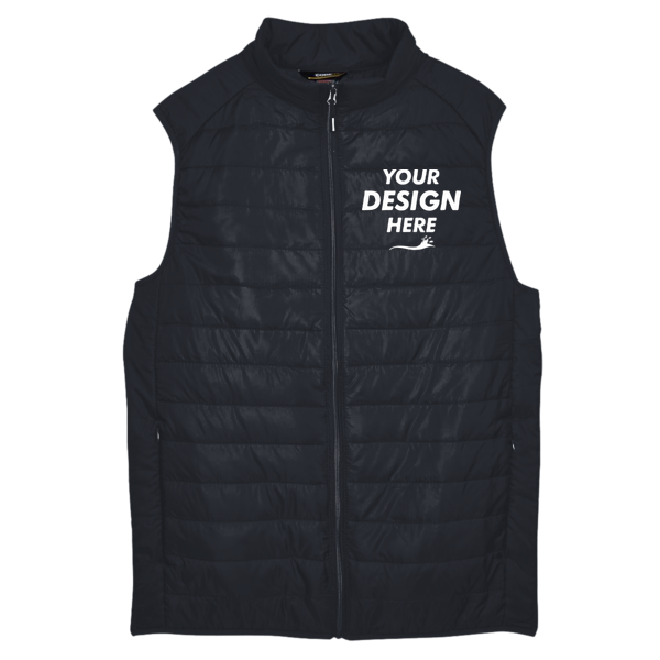 Core 365 Men's Prevail Packable Puffer Vest, Black, Front view, Mockup