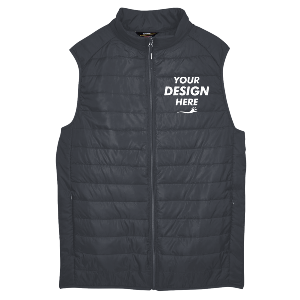 Core 365 Men's Prevail Packable Puffer Vest, Carbon, Front view, Mockup