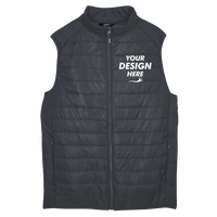 Core 365 Men's Prevail Packable Puffer Vest, Carbon, Front view, Mockup
