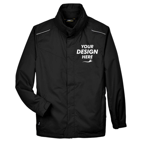 Core 365 Men's Region 3-in-1 Jacket with Fleece Liner, Black, Front view, Mockup