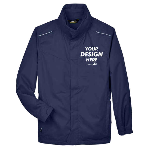 Core 365 Men's Region 3-in-1 Jacket with Fleece Liner, Classic Navy, Front view, Mockup