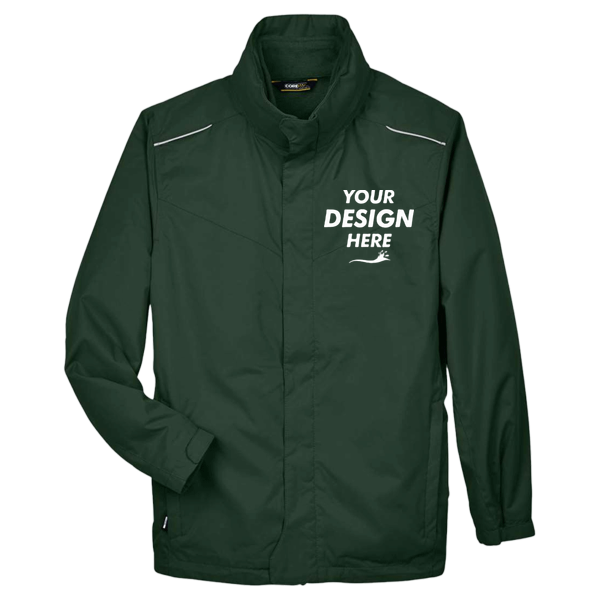 Core 365 Men's Region 3-in-1 Jacket with Fleece Liner, Forest, Front view, Mockup