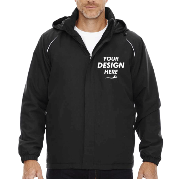 Core 365 Men's Tall Brisk Insulated Jacket, Black, Front view, Mockup