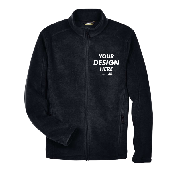 Core 365 Men's Tall Journey Fleece Jacket, Black, Front view, Mockup