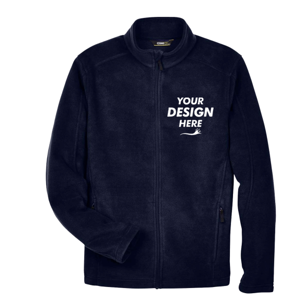 Core 365 Men's Tall Journey Fleece Jacket, Classic Navy, Front view, Mockup