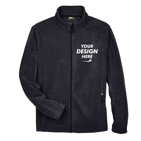 Core 365 Men's Tall Journey Fleece Jacket, Heather Charcoal, Front view, Mockup